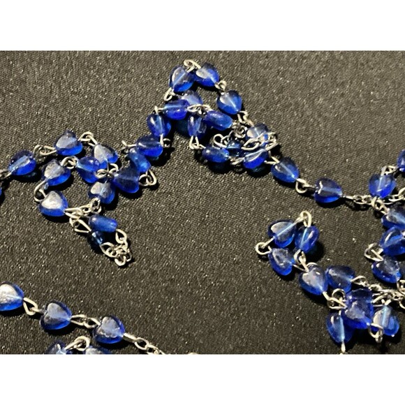 42in Rosary Blue Heart Shaped Beads - Picture 3 of 6